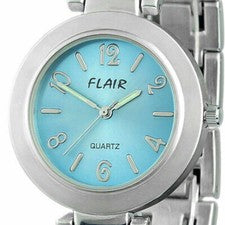 Elegante reloj deportivo para hombres de Flair acero plata azul EXCELENTE diseño reloj de pulsera