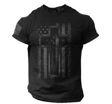 Camiseta Cruz Cristiana - Diseño Bandera Americana, Camiseta Patriótica Basada en la Fe para Mí