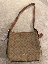 Bandolera para mujer COACH Val lona exclusiva y cuero granulado refinado