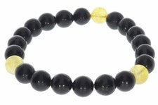 Pulsera elástica de bola de shungita y citrino 8 mm - 8S330 tamaño individual