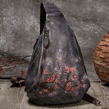 Mochila de Viaje, Cuero de Vaca Para Mujer Bolso Bandolera Repujado Bolsos Bandolera Pecho