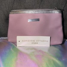 Bolso sin asas ADRIENNE VITTADINI para mujer pequeño de maquillaje cosmético rosa con cremallera 8 pulgadas