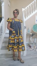 Vestido de sol africano mujer con jeans talla 08,10,12,14