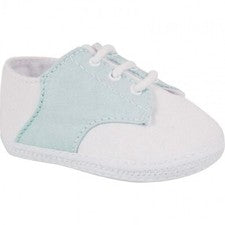 NUEVO CON ETIQUETAS Bebé Ciervo Talla 00 Blanco Azul Algodón Oxford Botín Cuna Zapatos Niños Prematuros 00