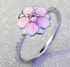 ANILLO FLOR FLOR ROSA PLATA MAGNOLIA CIRCONITA ORIGINAL TALLA 54 VENTA LIMITADA