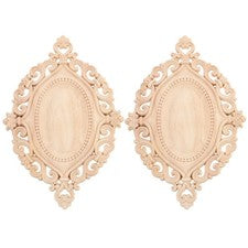 Calcomanía de flores talladas en madera beige 2 piezas apliques para tallar madera para decoración del hogar