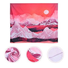 1 Pieza Tela Cepillada Pared Puesta de Sol Tapiz Decorativo Paño Colgante para Hogar (Rojo)