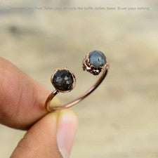 Venta de Navidad Cobre Natural Labradorita Electroformado Apilable Anillo Joyería