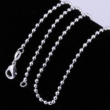 Venta al por mayor NUEVO 1 PIEZA 16-30" Joyería 925 Chapado en Plata Cuentas Bola Cadena Collares