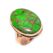 Anillo Joyería Cobre Verde Turquesa Piedras Preciosas Cobre Talla 9 Regalo para Ella V299