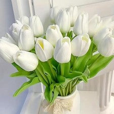 Jarrón 10 piezas flor artificial tacto realista tulipán álbum de recortes decoración del hogar boda