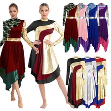 Damen liturgische Lob Tanzkleid Langarm Camouflage Anbetung Overlay Tanzkostüm