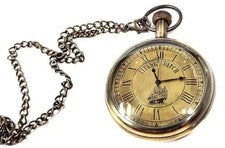 Reloj Bolsillo Barco Titanic Náutico Reloj Latón Con Cadena Regalo