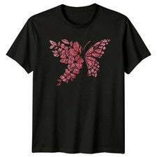 Camiseta Brillante Floral Diseño Mariposa Mujer Diseño Brillo Naturaleza Moda