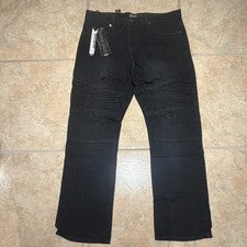 Pantalones de mezclilla rectos Street Rules para hombre negros desgastados regulares 36x32