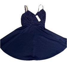 Mini Vestido Azul Lluvia Para Mujer Sin Mangas S Boho Chic Crochet Azul Marino