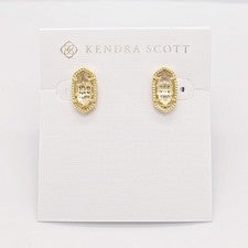 Nuevos aretes de oro Kendra Scott Ellie en vidrio transparente
