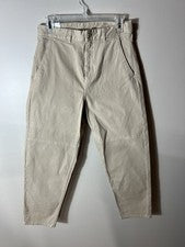 NUEVO ZARA Para Hombres Caqui Zanahoria Calce Pierna Recta Frente Plano Nuevo con Etiquetas EE. UU. Talla 29