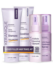 Juego de productos capilares para adelgazamiento del cabello - Champú voluminizador, acondicionador, folículo