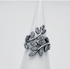 S925 NUEVO ANILLO DE HOJAS DE ESPARCHA DE PLATA GENUINO ¡PRECIO DE VENTA DE GANGA!! TALLA 50
