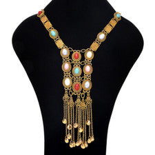 Collar Colgante Borla Metal Turquesa Boho Estilo Étnico Africano Mujeres Joyería