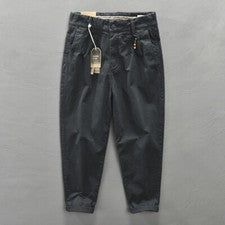 Pantalones informales sueltos de color liso para hombre de carga de algodón puro estilo coreano