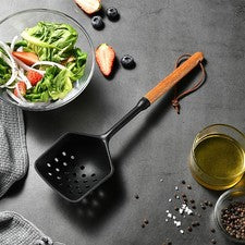 Cuchara de Silicona con Cómodo Mango de Madera de Acacia para Cocina