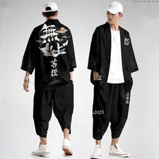 Conjunto de pantalones kimono estilo japonés para hombre pantalones tradicionales samurai tailandeses ropa de calle