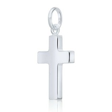 Colgante Cruz Medio Macizo Plata de Ley 925 Pulida Estampado Mujer Hombre