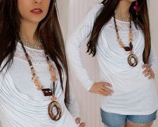 Sexy Miss Mujer Doble Cascada Camisa de Encaje Camiseta Manga Larga Top 34/36/38