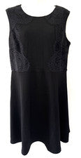 Vestido de encaje negro Thalia Sodi para mujer talla L sin mangas línea A cremallera trasera elástico