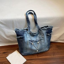 Bolso de mano informal de mezclilla para mujer Bolsos de mano Moda Carteras Bolsos de hombro