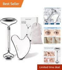 Rodillo facial portátil de acero inoxidable y Gua Sha para hinchazón y elasticidad