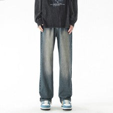 Pantalones informales sueltos rectos de mezclilla tendencia retro de moda primavera/verano para hombre