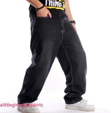 Pantalones de mezclilla Street Jeans calce suelto hip-hop para hombre negros informales pantalones de moda