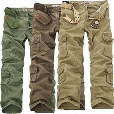 Pantalones largos informales de carga para hombre para caminar al aire libre con múltiples bolsillos talla grande