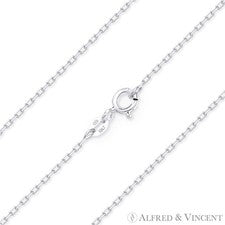 Collar de cadena de plata esterlina y rodio de 1,2 mm de eslabón de cable de anclaje de corte en D de Italia 925