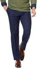 Pantalones informales Tasso Elba para hombre de algodón calce clásico frente plano, azul marino, 36x32