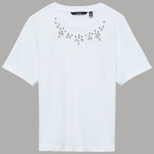 Vero Moda Camiseta De Algodón Con Aplicaciones En El Cuello Art. 10330329