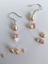 O06 Perlas Agua Dulce Natural Joyería Pendientes Pendientes Pendientes Pendientes Plata 925