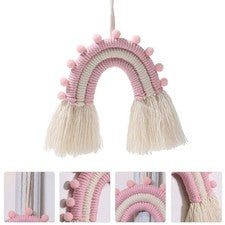 1 pieza Colgante Tejido Arco Iris Precioso Arco Iris Colgante Adorno Decoración del Hogar (Rosa)