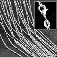 Venta al por mayor 10 piezas collar de cadena de bola de columna enchapado en plata 925 joyería 16-30 pulgadas