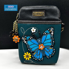 BOLSO BANDOLERA BOLSO CHALA TURQUESA AZUL FLOR MARIPOSA TELÉFONO CELULAR