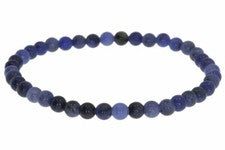 Pulsera de joyería de piedras preciosas elásticas bola de sodalita 4 mm - tamaño individual