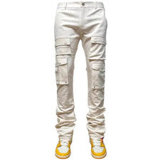 Cargos apilados genuinos - Pantalones cargo de alta moda con detalles apilados