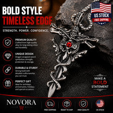 Collar Colgante Espada Dragón Acero Titanio Hombre Punk Gótico Joyería