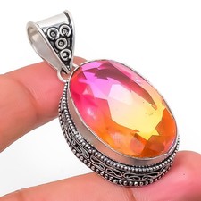 Colgante de joyería de plata esterlina 925 hecho a mano con piedras preciosas...