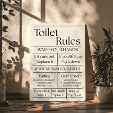 Letrero de pared de metal personalizado - Reglas de inodoro V2 - Novedad decoración del hogar regalo baño