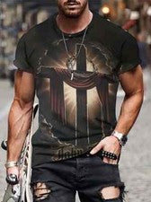 Camiseta Novedad Moda Religiosa Cruz Patrón Camiseta Informal De Manga Corta