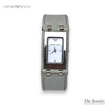Orologio da donna Emporio Armani con quadrante rettangole semirigido celeste